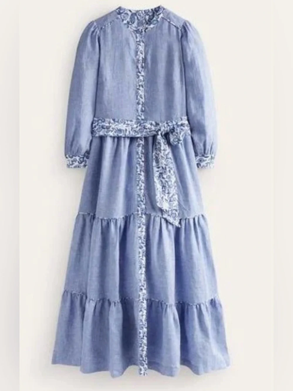 Boden alba linen maxi dress in blue size 12R NWT style D0884 defective - Picture 3 of 13